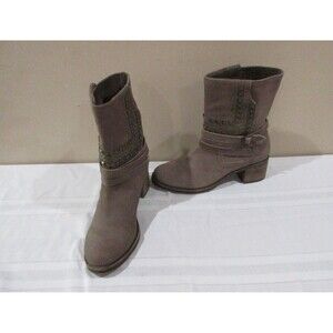 Vince Camuto Booties Women 38-8.5? Brown Suede Studded 2" Heel